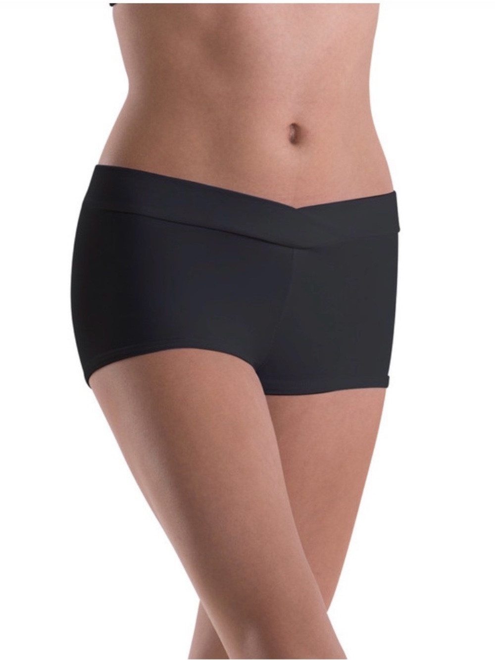 Motionwear Active Dance Performance Wear Crossover Front Booty Shorts Black